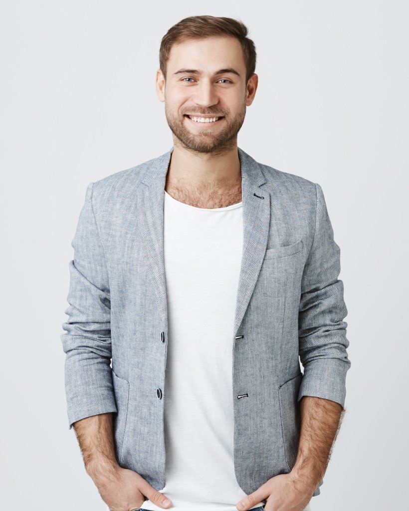 Delightful European Man Wearing Jacket Over White FJ2MQHM