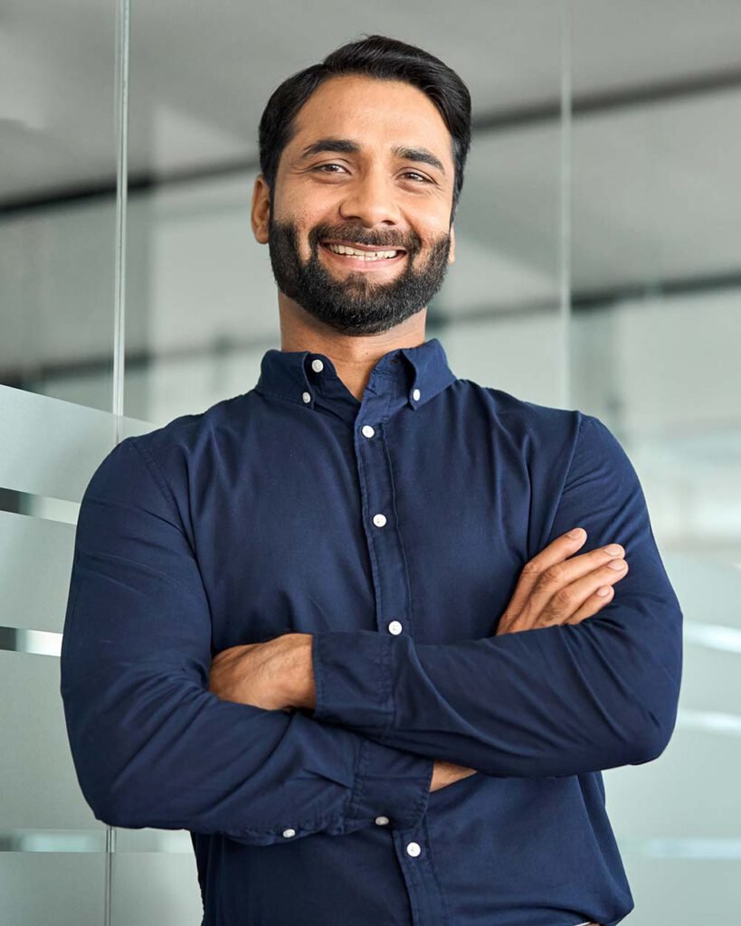 Happy Confident Indian Businessman Standing In Off DCXP57R 819x1024