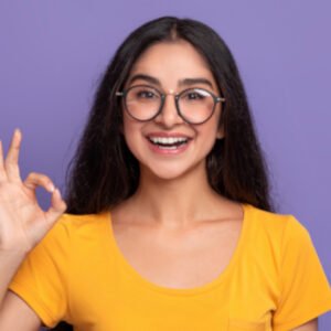 Happy Insian Woman Gesturing Ok Sign And Smiling 92S8ZBS 300x300